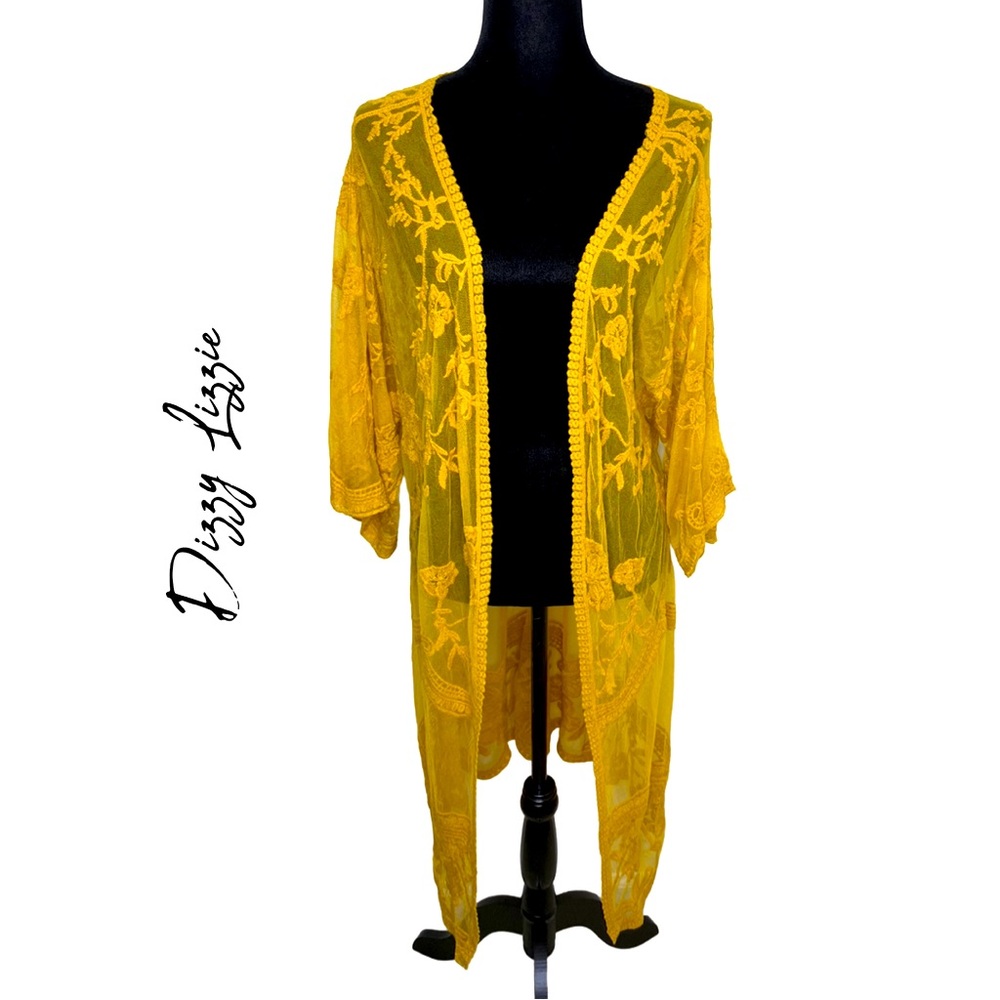 Drizzy Lizzie Lace Mesh Kimono Cardigan